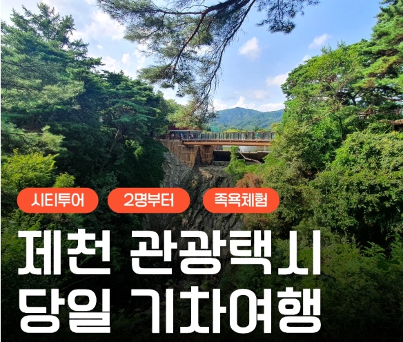[상품코드 6100]  당일 - 택시투어 (안전하고 편안한여행) - [KTX] 제천 택시여행 (옥순봉 출렁다리 & 청풍호반케이블카 &족욕체험) 출발확정~